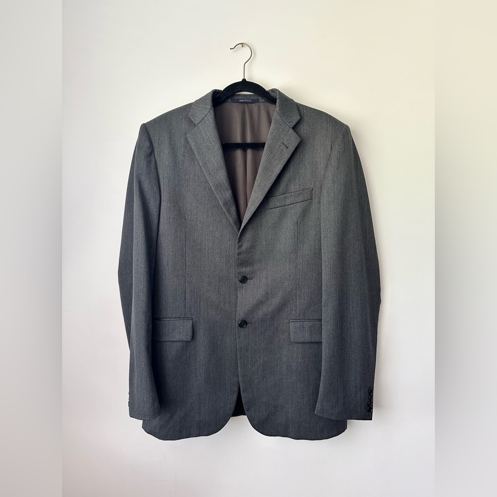 BURBERRY Gray Worsted Wool Single Breasted Suit Jacket Blazer Men’s Size 40 Long